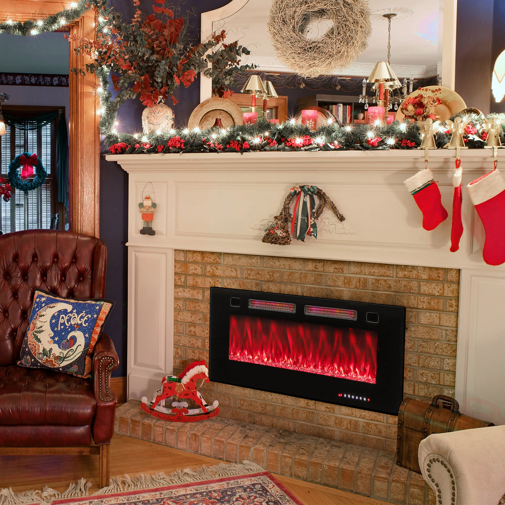 42 Inch Ultra-Thin Electric Fireplace with Decorative Crystals and Smart APP Control-42 inch - Gallery View 1 of 10