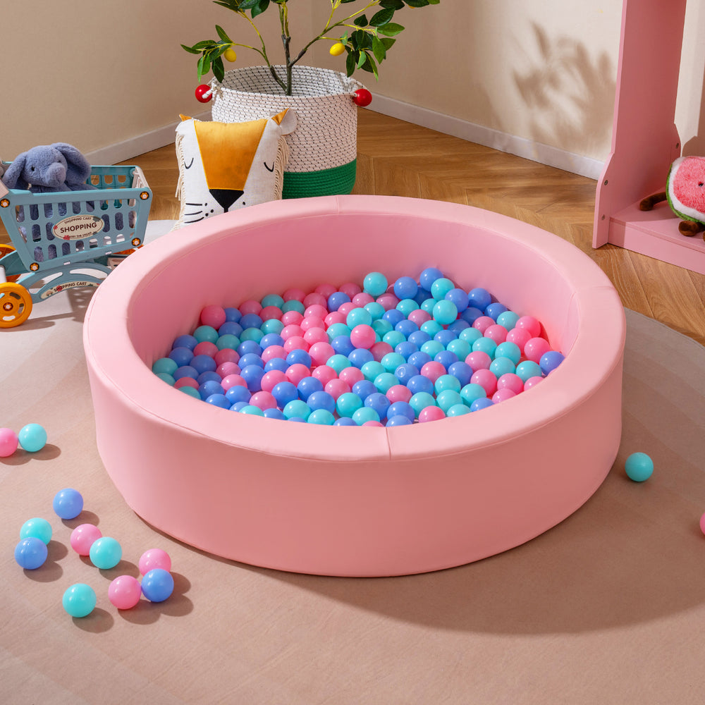 42.5 Inch Round Foam Ball Pits with 25D Sponge Filling and Washable PU Cover for Toddlers-Pink - Gallery View 1 of 10
