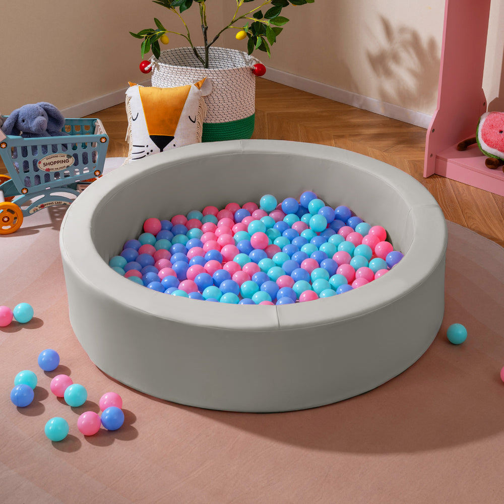 42.5 Inch Round Foam Ball Pits with 25D Sponge Filling and Washable PU Cover for Toddlers-Gray - Gallery View 1 of 10