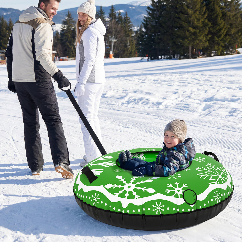 42" Heavy-duty Inflatable Snow Tube with Detachable Tow Strap-Green - Gallery View 1 of 10