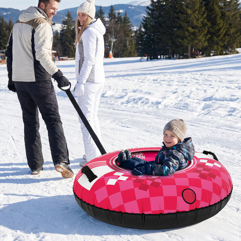 42" Heavy-duty Inflatable Snow Tube with Detachable Tow Strap-Pink - Gallery View 1 of 10