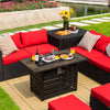 42-inch propane fire pit table with ore powder surface, featuring a solid steel structure and adjustable footpads for.