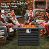 42-inch propane fire pit table with ore powder surface, 50,000 BTU, providing warmth for gatherings outdoors.