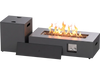 Rectangular 42-inch outdoor fire table with 50,000 BTU output, removable lid, and multifunctional tank holder.