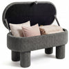 Gray corduroy storage ottoman bench with plush fabric, lifting lid, and thick support legs for versatile use.