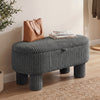 42 Inch Storage Ottoman Bench Corduroy Fabric Upholstered Foot Stool-Gray - Gallery View 1 of 10