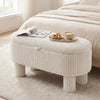 42 Inch Storage Ottoman Bench Corduroy Fabric Upholstered Foot Stool-Beige - Gallery View 1 of 10