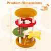 Multi-level 42-inch tall cat tree in yellow with padded perch, cat bed, and colorful platforms for playful lounging.