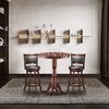 42-inch wooden round pub pedestal side table with chessboard design, ideal for dining rooms and bistros.