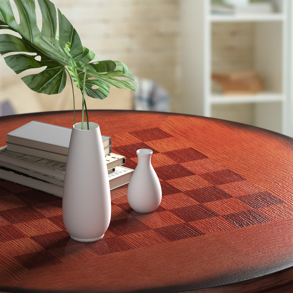 Round wooden pub pedestal side table with chessboard design, featuring a sturdy solid wood structure for versatile use.