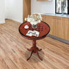 Round wooden pub pedestal side table with chessboard design, perfect for dining rooms or bistros.