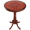 42-inch wooden round pub table with chessboard design, solid pedestal base, perfect for dining rooms or bistros.