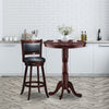 42-inch wooden round pub pedestal side table with chessboard design, perfect for dining rooms and bistros.