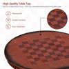 Round wooden table top featuring a chessboard design, waterproof and scratch-resistant for easy cleaning and durability.