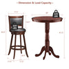 42-inch wooden round pub pedestal side table showcasing detailed dimensions and load capacity, perfect for dining or.