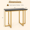 Modern faux marble entryway table with geometric gold metal frame, measuring 42"x16"x32", ideal for living room or.