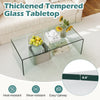 Clear tempered glass coffee table with rounded edges, 42 x 19.7 inches, ideal for living room elegance and easy upkeep.