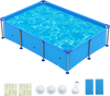 Outdoor family swimming pool with metal frame, 6 ft, durable PVC fabric, ideal for backyard fun and easy assembly.