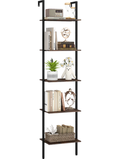 Costway 5 Tier Wall Mount Ladder Bookshelf Home Office 89675892 New