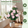 43.5" artificial hydrangea tree with pink flowers and dense foliage, perfect for patios or living rooms.