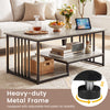 43.5" coffee table with a heavy-duty metal frame and rustic oak finish, featuring a spacious 2-tier design for.