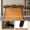 43.5-inch walnut computer desk with 2 drawers, sturdy rubber wood legs, and ample legroom for small spaces.