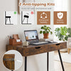 43.5-inch walnut computer desk with 2 drawers and anti-tipping kits for enhanced stability in small spaces.
