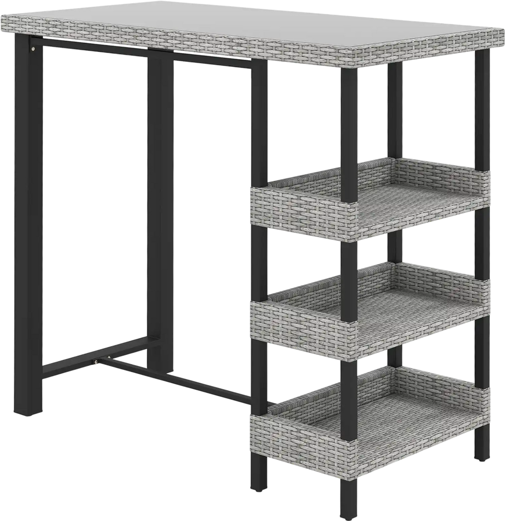 43.5 Inch Outdoor Bar Table with Tempered Glass Top