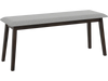 Upholstered entryway bench with a gray faux linen top and solid rubber wood frame, perfect for versatile home use.