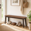 43.5 Inch Upholstered Entryway Bench with Rubber Wood Frame-Brown - Gallery View 1 of 9
