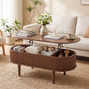 43.5" Oval Lift Top Coffee Table with Storage and Fluted Design for Living Room-Walnut - Gallery View 1 of 10