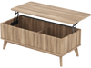 Lift-top walnut coffee table with fluted design, spacious storage, and rubber wood legs for versatile use.
