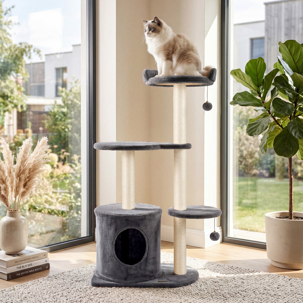 43" Cat Tree for Indoor Cats with Comfy Plush Perches and Sisal Scratching Posts-Gray - Gallery View 1 of 11