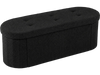 Folding black teddy storage ottoman bench with tufted design, featuring three compartments and removable dividers for organization.