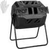 43-gallon composting tumbler bin with dual rotating chambers, made from durable iron and PP, ideal for efficient.