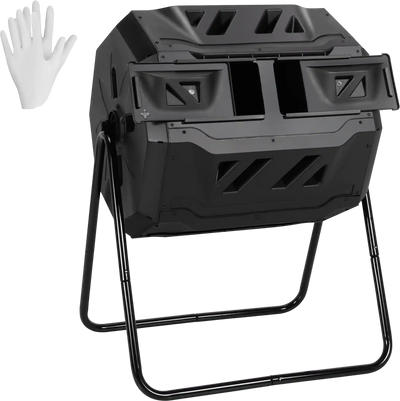 Costway 43 Gallon Rotating Dual Chamber Compost Bin Barrel 14598026 New
