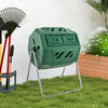 43 Gallon Rotating Compost Bin Barrel with Dual Chamber and Sliding Doors-Green - Gallery View 1 of 10