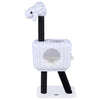 Lamb-shaped cat tower with rattan condo, double doors, and plush cushion for indoor kittens, ideal for playful.