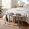 Gray 43-inch solid wood farmhouse dining bench with rubber wood legs, ideal for entryways or small spaces.