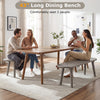 43-inch gray farmhouse dining bench with rubber wood legs, comfortably seats 2 people, ideal for small spaces.