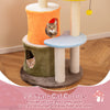 Multicolor 43-inch tall cat tree featuring 2 private condos and padded platforms for cozy lounging and play.