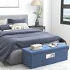 43 Inches Folding Storage Ottoman Bench Linen End of Bed Bench with Padded Seat-Navy - Gallery View 1 of 10