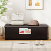 Brown folding storage ottoman bench with side pocket, 38-gal capacity, ideal for living room or bedroom organization.