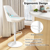 Ergonomic white bar stool with enlarged PU leather seat, 105° backrest angle, and widened footrest for comfort in.