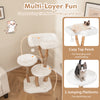 Solid wood cat tree with plush top perch and jute scratching posts, perfect for climbing and lounging.