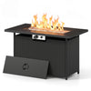 Top view of the 44.5-inch propane fire pit table showcasing the stainless steel burner and decorative lava rocks for.