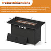 Propane fire pit table with stainless steel burner, 44.5 inches, featuring a black and gray rattan design for outdoor.