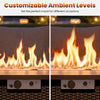 Close-up of the 44.5-inch propane fire pit table showing customizable flame levels for outdoor ambiance.