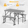 44" HDPE folding picnic table set with two benches, featuring a gray stain-resistant surface and sturdy metal frame for outdoor use.