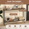 Rustic brown 44-inch console table with wide tabletop and bottom shelf, ideal for living room or entryway storage.